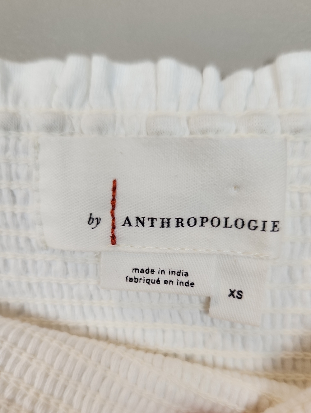 By Anthropologie Smocked Embroidered Square-Neck Blouse Size XS - Picture 4 of 12